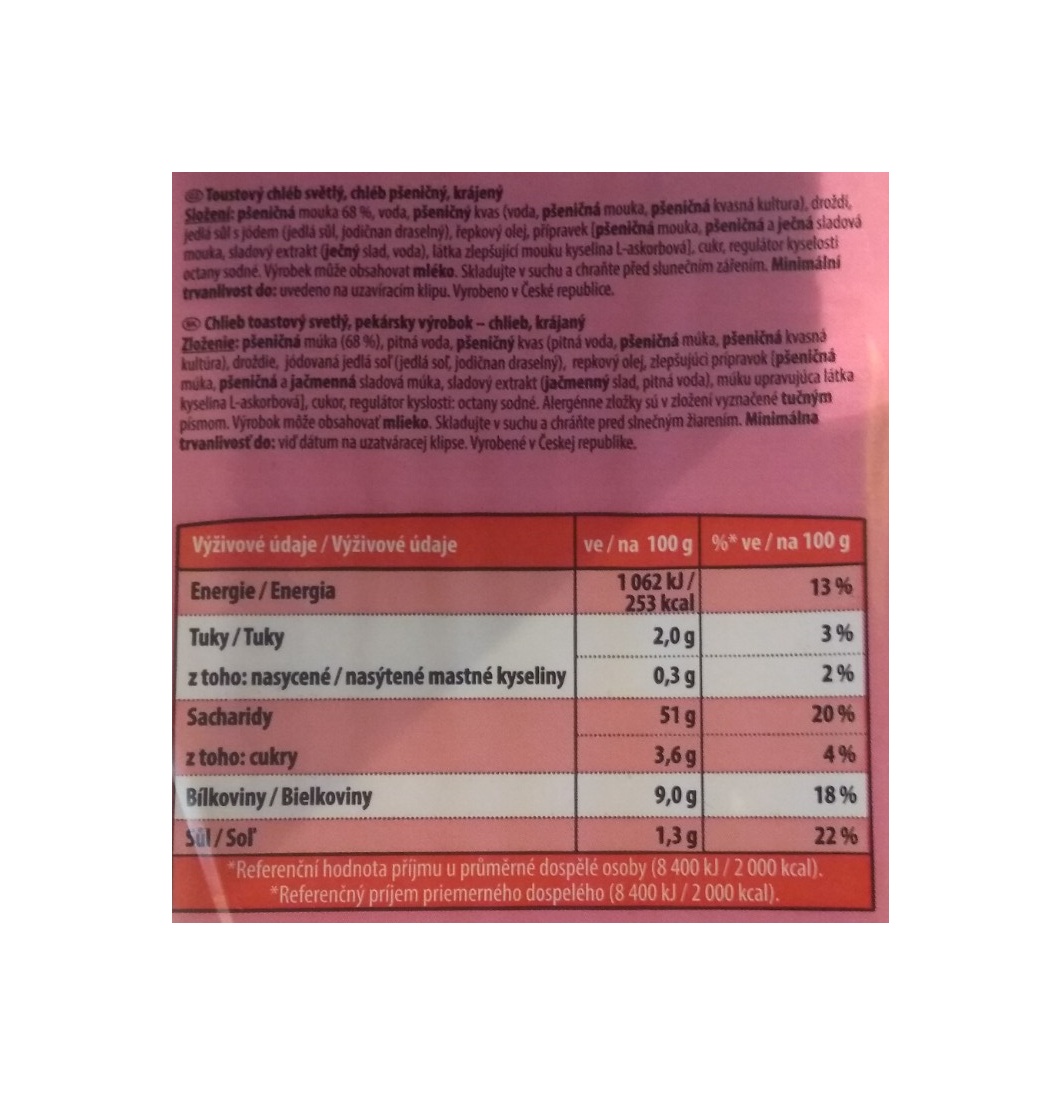 Toustís Chléb světlý toastový 300g