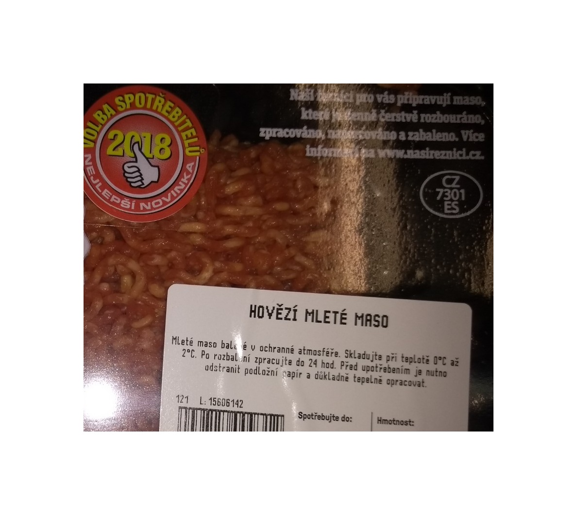 Hovězí mleté maso  max 15% tuku 1 kg
