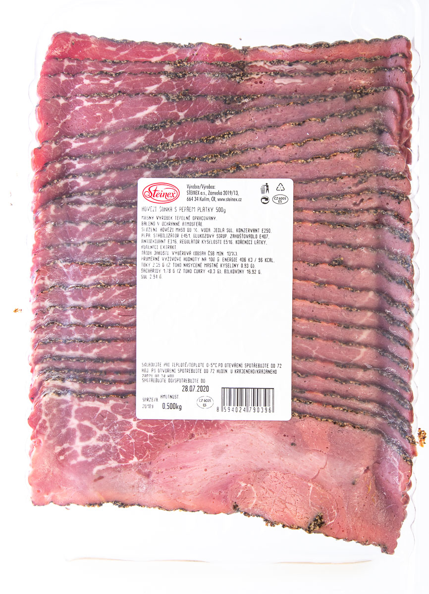 Šunka hovězí s pepřem 80% 500g