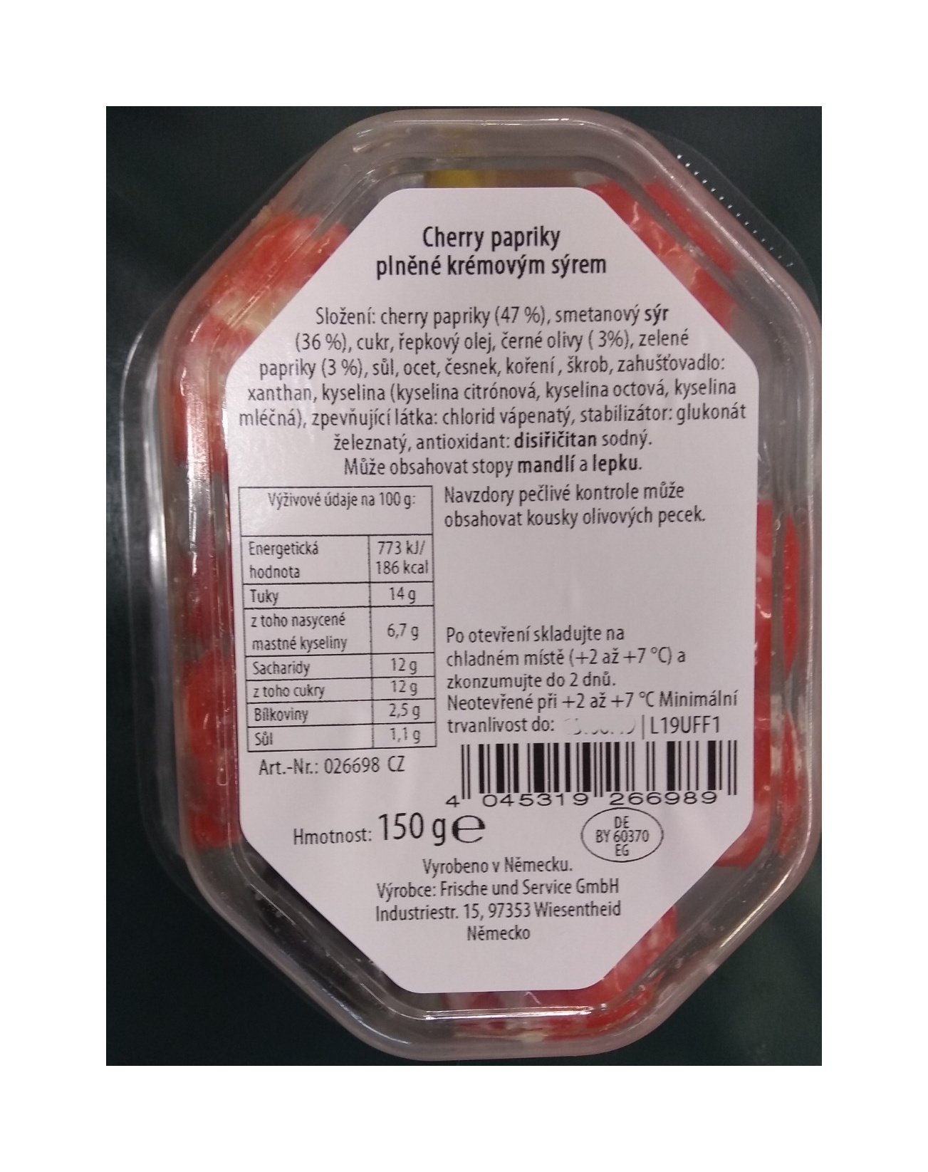 Cherry papriky plněné krémovým sýrem 150g 