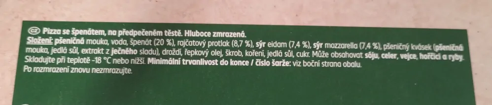 Pizza špenátová 350g