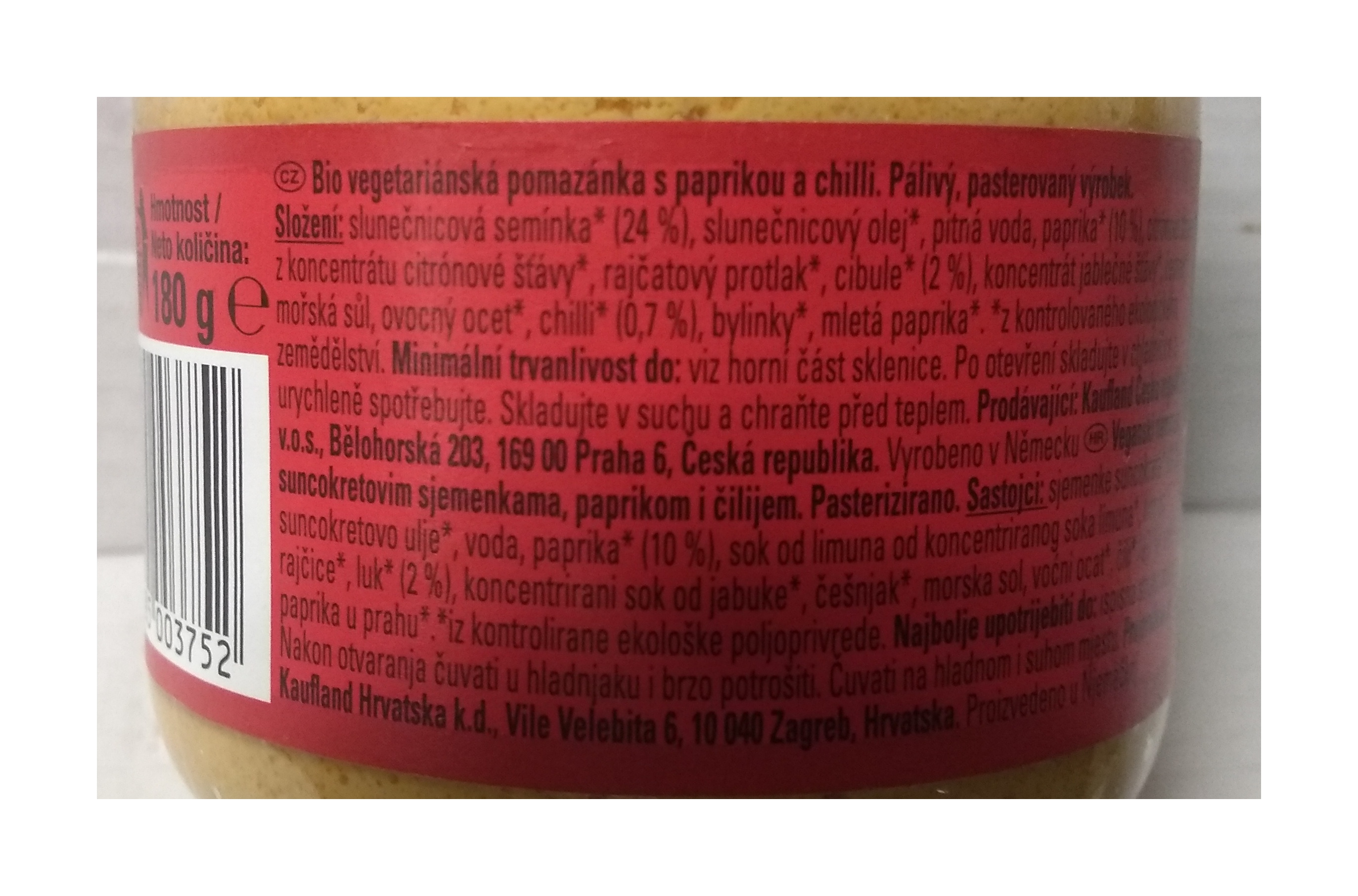 Pomazánka pikantní papriková veganská 180g