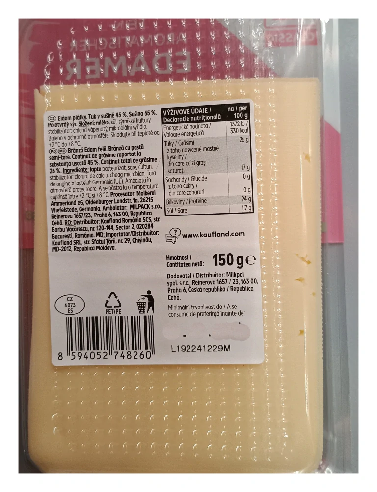 Edamer sýr plátky 150g