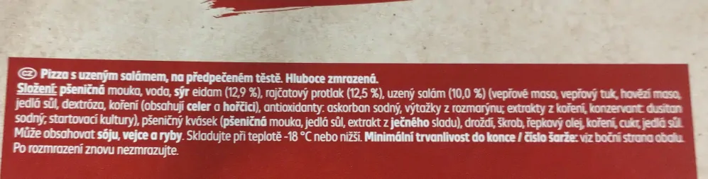 Pizza s uzeným salámem 350g