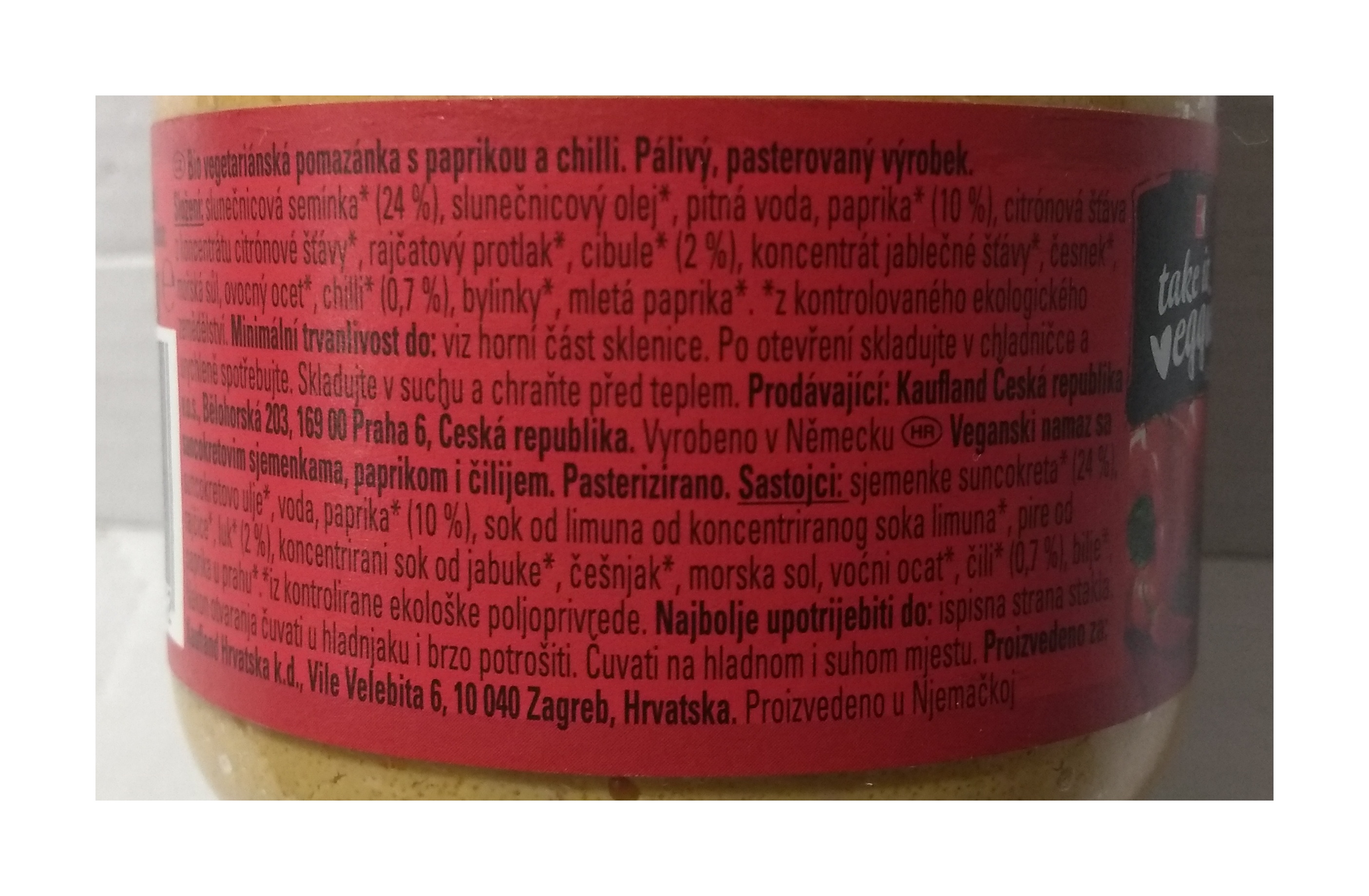 Pomazánka pikantní papriková veganská 180g
