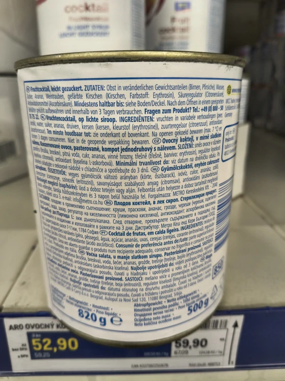 Ovocný kompot (koktejl) mix Aro 820g