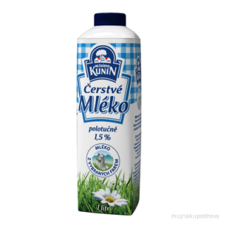 Čerstvé mléko polotučné Kunín 1,5% 