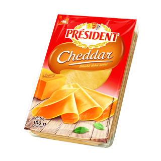 Cheddar plátky président 3 x 100 g