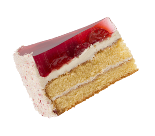 Řez jahodopiškotového dortu 130g