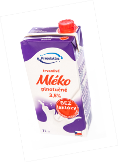 Bezlaktózové Mléko trvanlivé plnotučné 3,5 % 1l
