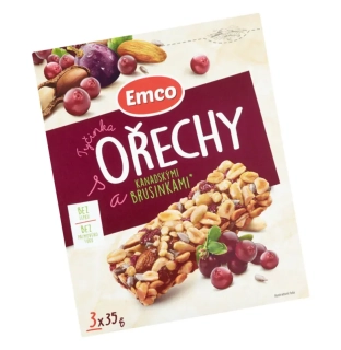 Emco Tyčinka brusinka/ ořechy3 x 35g