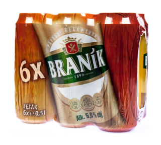 Braník 12°Pivo světlé ležák plech 6 x 0,5l